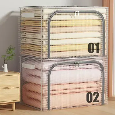 Clear large-capacity clothing storage box, foldable - 4