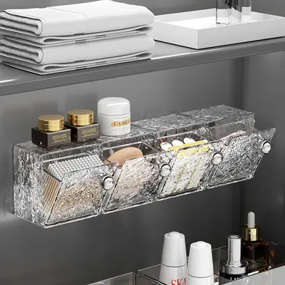 Lippenstift-Aufbewahrungsbox zur Wandmontage, Badezimmerschrank mit Spiegel für Zuhause, Toilette, Kosmetik, Wattestäbchen, Aufbewahrungsregal für kleine Gegenstände