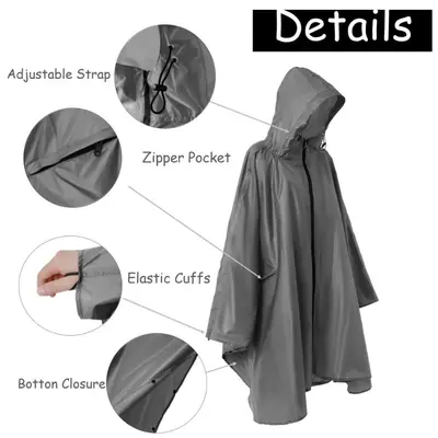 Japon ve Kore moda unisex panço yağmurluk açık bisiklet yürüyüş panço hafif baskılı fermuarlı yağmurluk panço