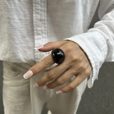 European and American cross-border transparent colored resin ring niche retro stacked curved wide finger ring - 10