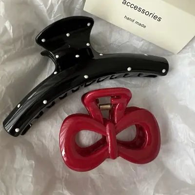 Japanischer Stil hochwertiger süßer transparenter weißer gepunkteter modischer mehreitliger süßer übergroßer Hinterkopf-Hai-Mädchen-Haarspange Haarzubehör - 3