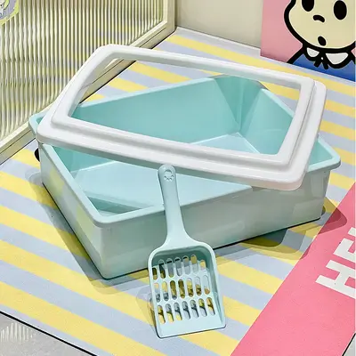 Large Anti-Tracking Semi-Enclosed Cat Litter Box, Thickened Rectangular Cat Toilet, Cat Litter Pan for Easy Cleaning of Cat Waste