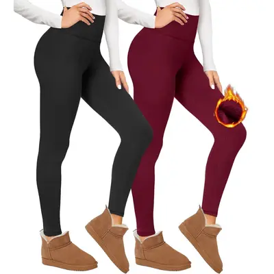 Polar astarlı kadın yüksek belli kışlık yoga pantolonu, karın kontrollü, sıcak