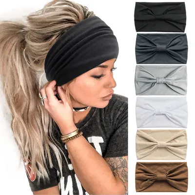 Elastik spor saç bandı, geniş model, terletmez, kadın
