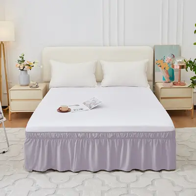 Elastic Pleated Hotel Bed Skirt, Solid Color, Single Size - 7