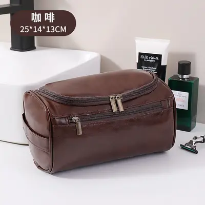 Retro PU Cosmetic Bag, Large Capacity, Waterproof, Hangable - 7