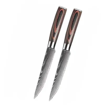 Steak bıçağı seti, 4CR13 çelik, damask desen, 2 parça - 8