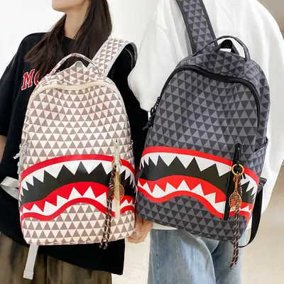 Shark Mouth Backpack Large Capacity Student School Bag Travel Commuter Backpack - 1