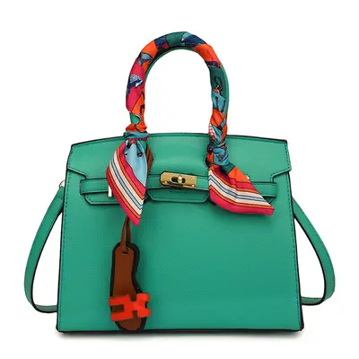 Large Capacity Kelly Bag with Printed Silk Scarf, Casual Handbag - 11