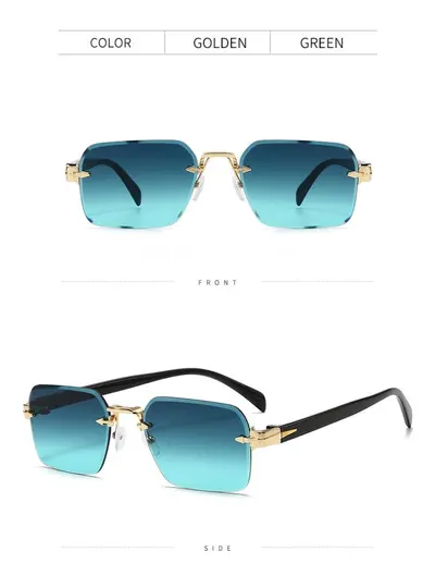 Rimless Classic Unisex Sunglasses with UV Protection - 8