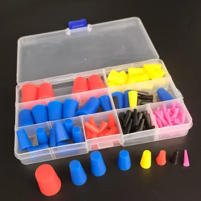 Silicone Plug Set, Conical, Colored, Hole Protection