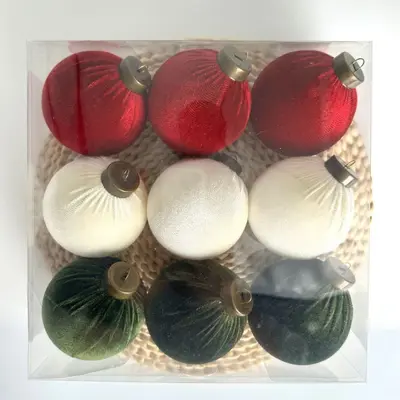 Dark Velvet Christmas Balls, Flocked Christmas Ornaments