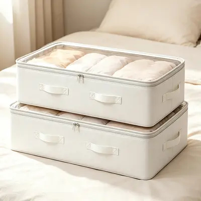 White Under-Bed Storage Box Foldable