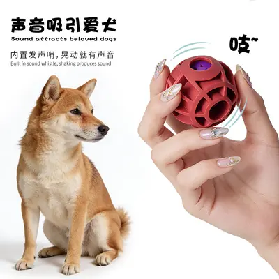 Silicone Squeaky Dog Chew Ball, Durable with Teeth Cleaning - 5