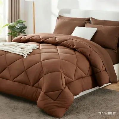 Brushed Diamond Quilted Comforter and Pillowcase Set, 3 Pieces, Multiple Colors - 8
