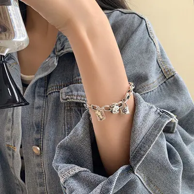 925 gümüş yıldız bilekliği, vintage stil