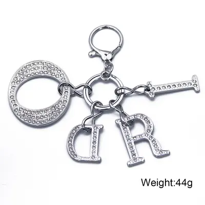 DIY Lobster Clasp Zinc Alloy Letter Keychain and Bag Charm - 12