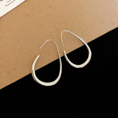 Silver needle C-shaped geometric earrings, elegant design - 12