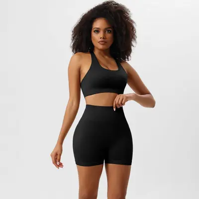 Herbst-Yogaset, 3-teilig, nahtlose Yogahose, Sport-Top und langärmliges Oberteil - 13