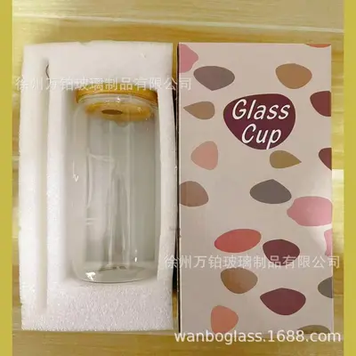 Glasbecher mit Bambusdeckel und Strohhalm, transparent, Mason-Jar-Stil, Sublimations-Cola- - 11