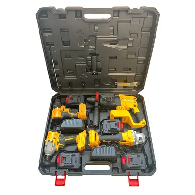 电动工具套装电钻扳手电锤角磨机电动工具四件套锂电电动工具套装