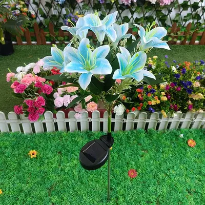 Solar 7-Head Lily LED Lawn Lamp for Garden and Outdoor - 9