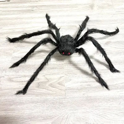 Halloween Spider Web Set with Realistic Giant Plush Spider Decoration - 13