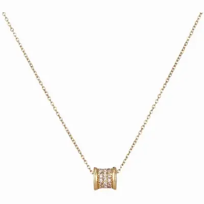 Factory price copper micro-inlaid real gold plated titanium steel women's necklace, lightweight luxury niche summer clavicle chain, high-end design.