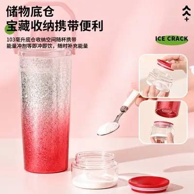 Ice-Crack Pattern Stainless Steel Shaker Insulated Bottle, Large Capacity - 3