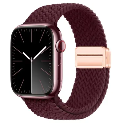 Apple Watch için manyetik naylon örgü kordon, elastik, gökkuşağı - 13
