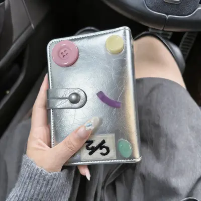 Passport storage organizer compact multi-compartment with button design