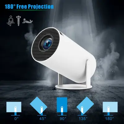 Best-selling HY300Pro projector, compact cylindrical design, portable for home use, high resolution 4K, bedroom wall projection, full screen 723 projection. - 3