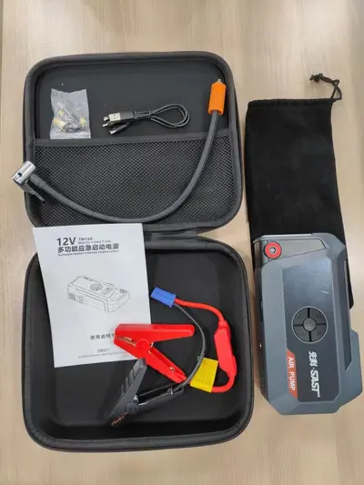 12V Car Jump Starter with Built-In Air Compressor Pump, Portable Emergency Battery Booster - 7