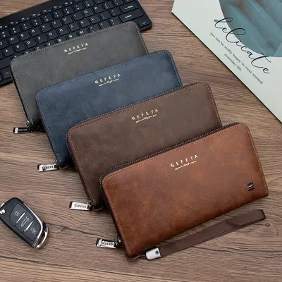 Men's Long Wallet with Multiple Card Slots, Large Capacity Clutch Purse - 2