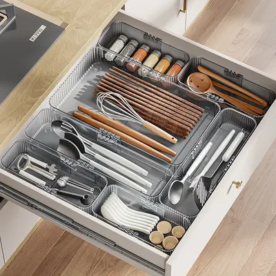 Expandable Drawer Storage Box with Compartments - 1