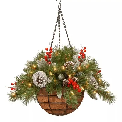 Noel Asılı Sepet Yapay Çelenk, Noel Süsleri - 8