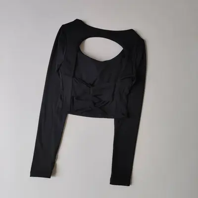 Yoga-Oberteil mit Rückenfrei, Langarm, mit Bustier-Pad - 8