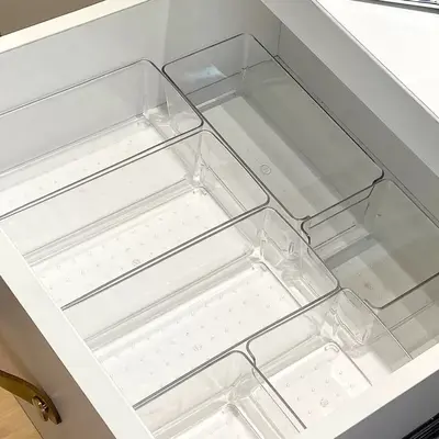 跨境亚克力抽屉分隔桌面收纳盒套装内置化妆品收纳整理透明置物架
