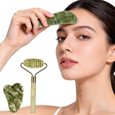 Üretici toptan satış tek başlı diken jade roller masaj cihazı yeşil xiuyu jade masaj doğrudan güzellik müşterileri için özel bağlantı