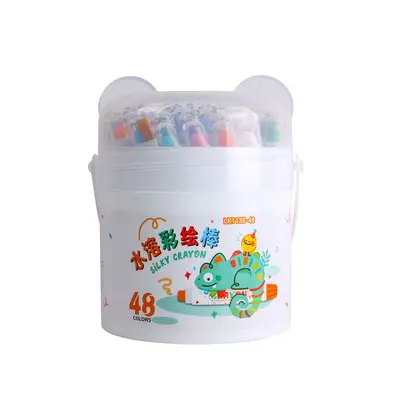 Wasserlösliches Dreh-Spitzfett-Pastellstift-Set 48 Farben Kinder Graffiti Mal-Buntstifte Schüler Pinsel farbige Stäbe Großhandel