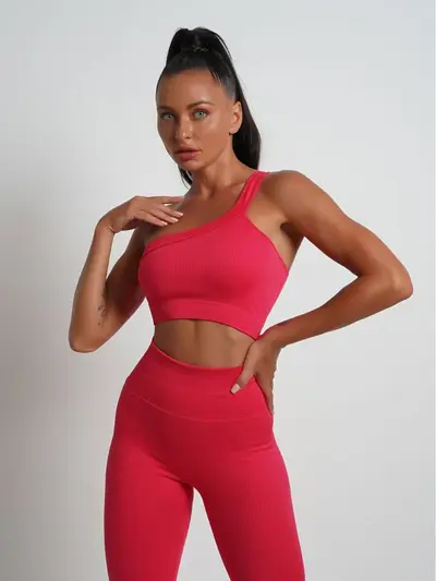 Dikişsiz Elastik Yoga Kıyafeti Seti, Tank Top ve Yoga Pantolonu, Kadın - 6