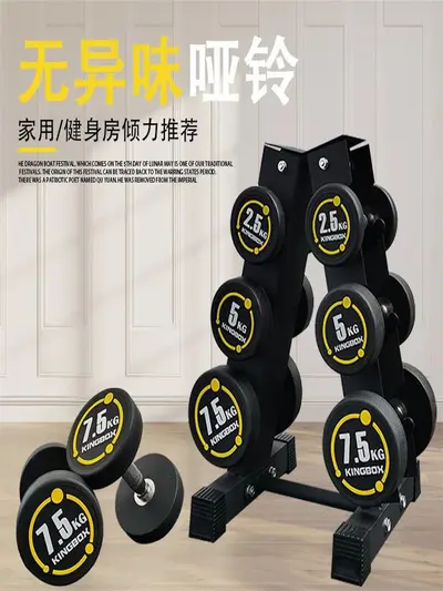 Rubber-Coated Fixed Dumbbell, Round Head, Pure Steel, for Home and Gym