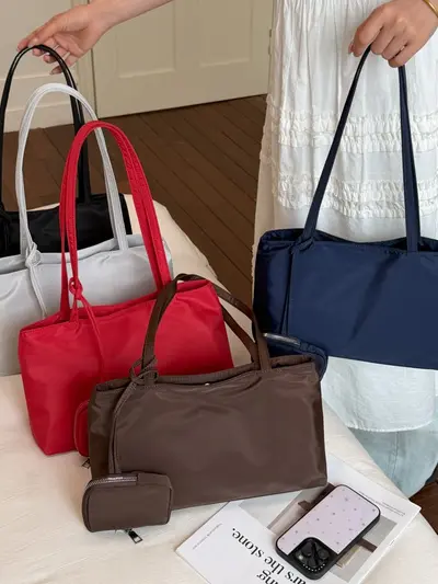 Elegante kleine Damen-Schultertasche im koreanischen Stil, einfarbig - 1