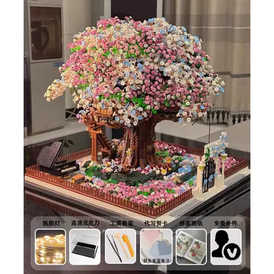 Cherry Blossom Treehouse Building Block Set, Large Princess Series - 12