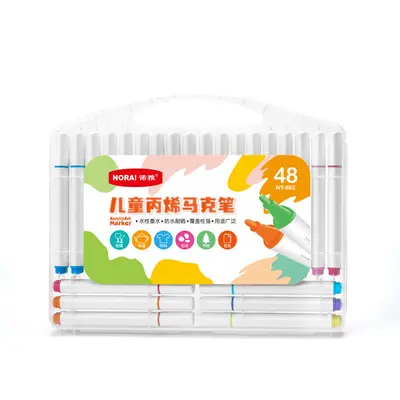 Quick-Drying Marker Pen and Water-Based Acrylic Paint Brush Set for Children