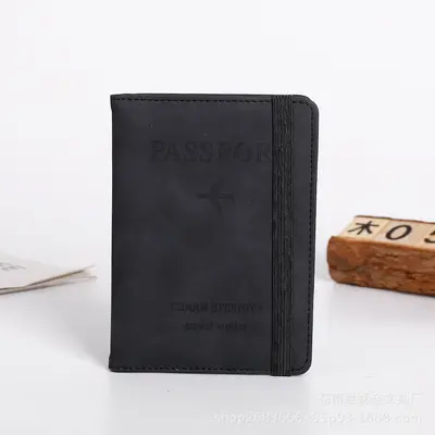 PU deri kayış pasaport çantası RFID pasaport tutucu koruyucu kapak yurtdışı seyahat cüzdanı kart tutucu bilet tutucu yazdırılabilir logo - 8