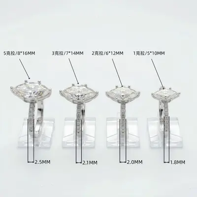 S925 Silver Moissanite Ring, Marquise Cut
