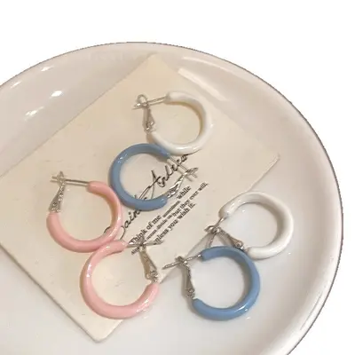 Enamel stud earrings women Korean style sweet