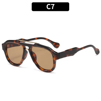 Double-Bridge Aviator Sunglasses, Unisex, UV Protection - 12