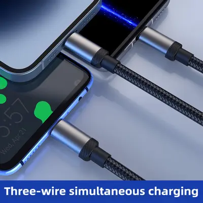 Sınır ötesi popüler dijital ekranlı 120W üçü bir arada hızlı şarjlı örgülü veri kablosu, Huawei Apple Type-C bir ila üç için uygun. - 4